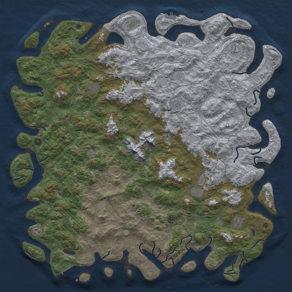 Rust Map: Procedural Map, Size: 6000, Seed: 600562231, 18 Monuments