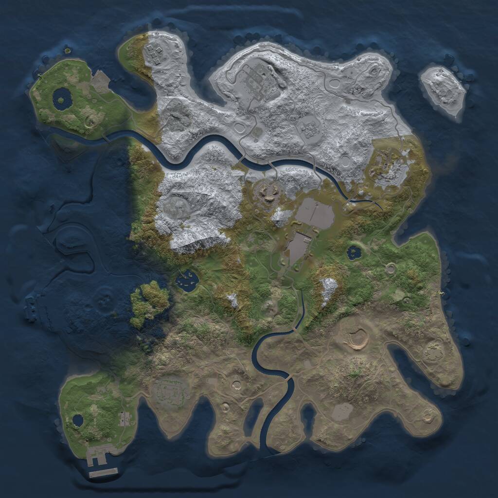 Rust Map: Procedural Map, Size: 3500, Seed: 705562592, 14 Monuments