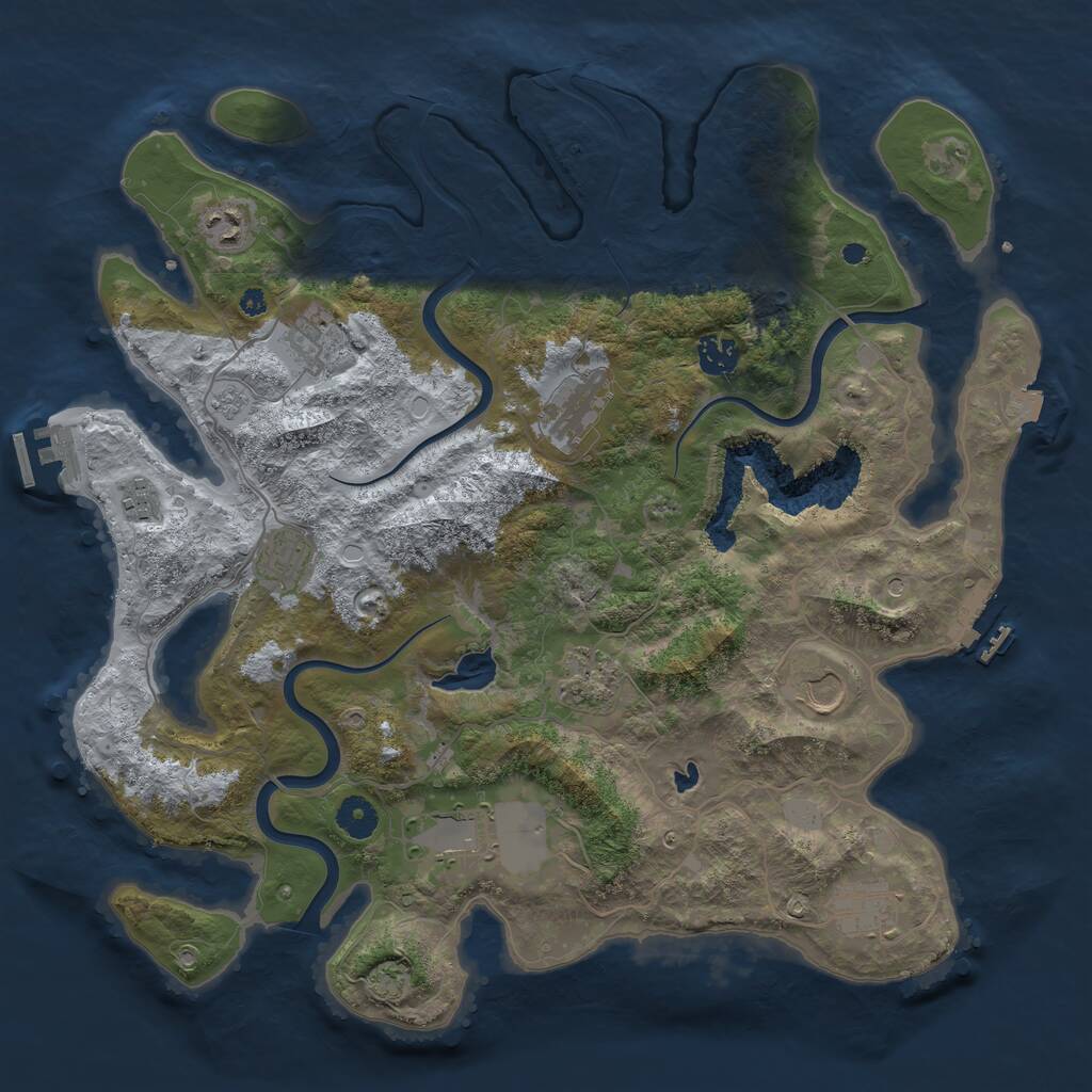 Rust Map: Procedural Map, Size: 4000, Seed: 648795173, 16 Monuments