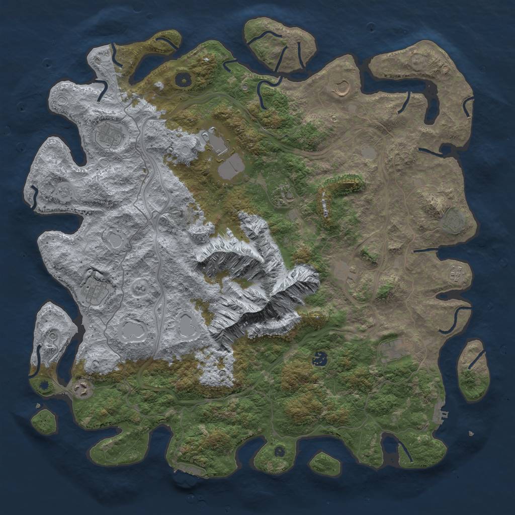 Rust Map: Procedural Map, Size: 5000, Seed: 1271480750, 18 Monuments