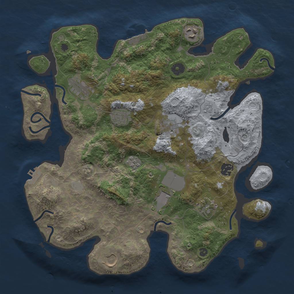 Rust Map: Procedural Map, Size: 3500, Seed: 94640622, 16 Monuments