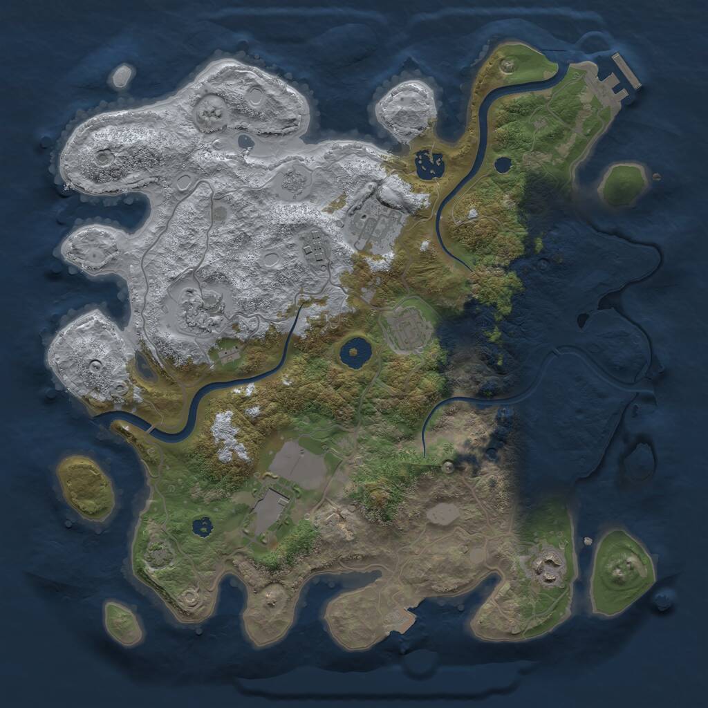 Rust Map: Procedural Map, Size: 3500, Seed: 2147445119, 12 Monuments