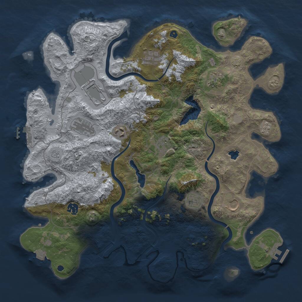 Rust Map: Procedural Map, Size: 4000, Seed: 1024884107, 16 Monuments