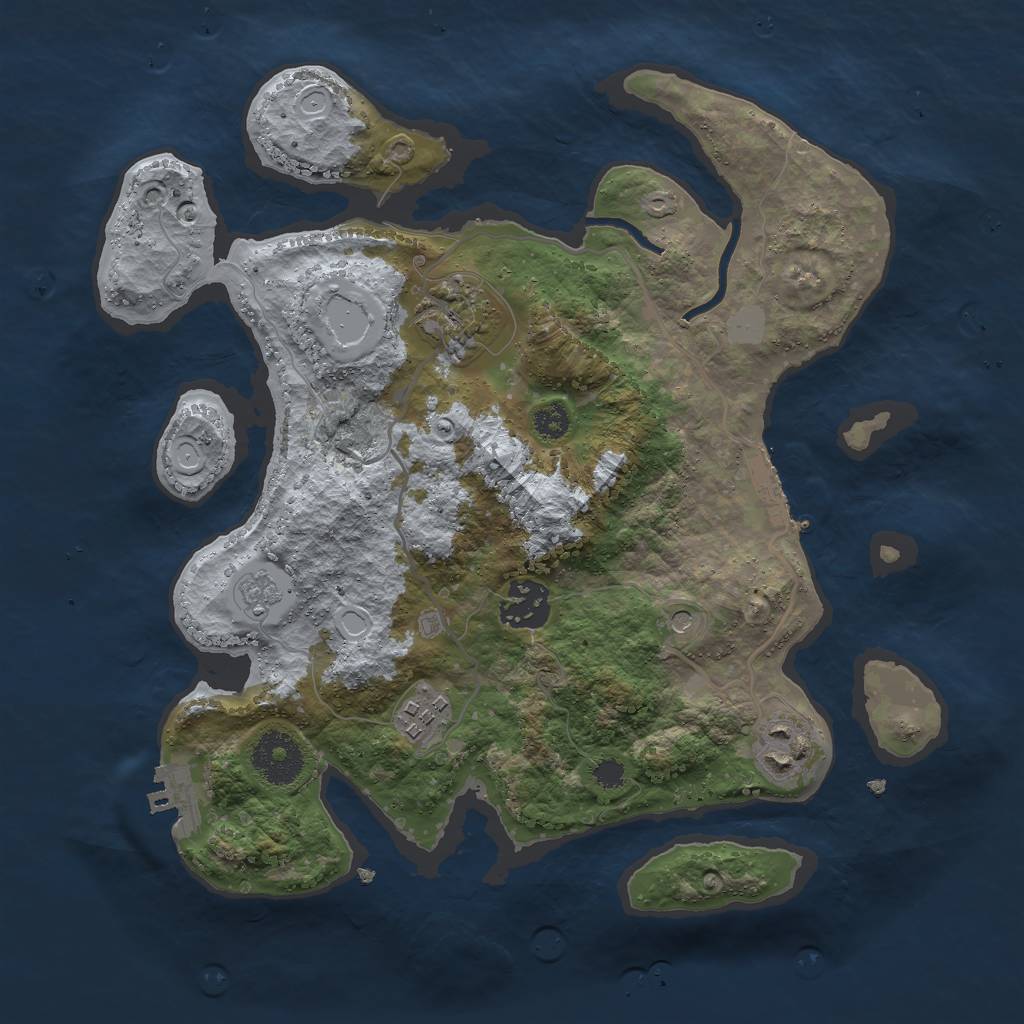 Rust Map: Procedural Map, Size: 3000, Seed: 677363361, 11 Monuments