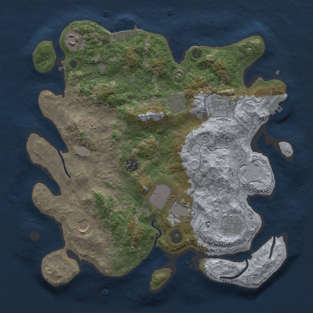 Rust Map: Procedural Map, Size: 3500, Seed: 137058435, 14 Monuments