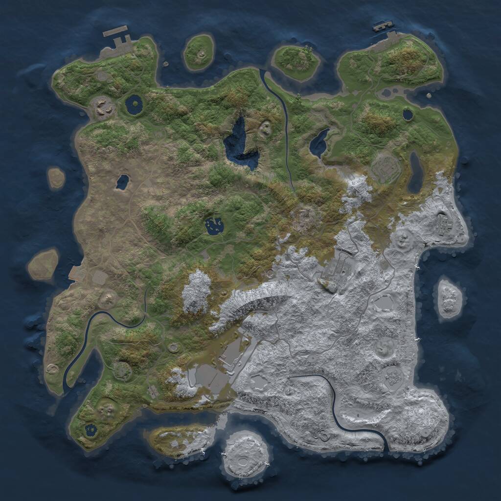 Rust Map: Procedural Map, Size: 4050, Seed: 256304777, 12 Monuments