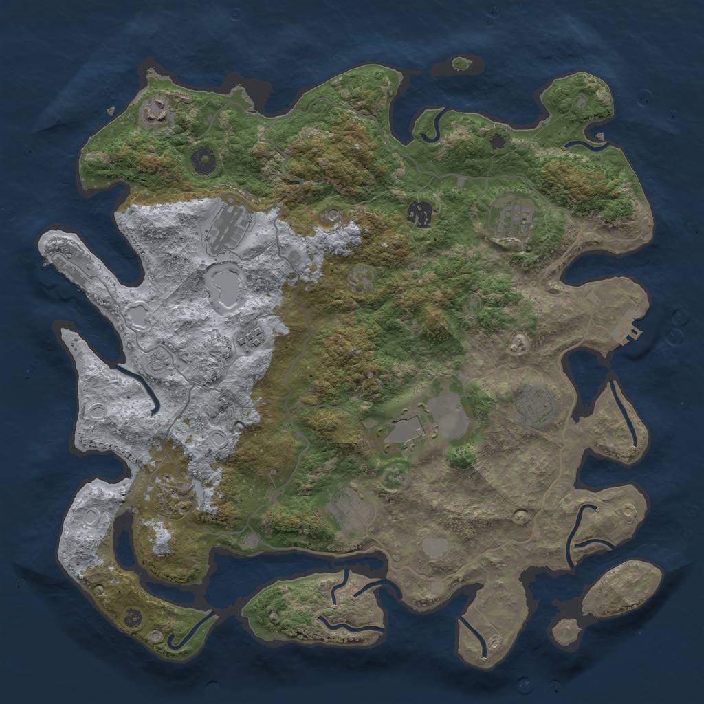 Rust Map: Procedural Map, Size: 4000, Seed: 4554, 16 Monuments
