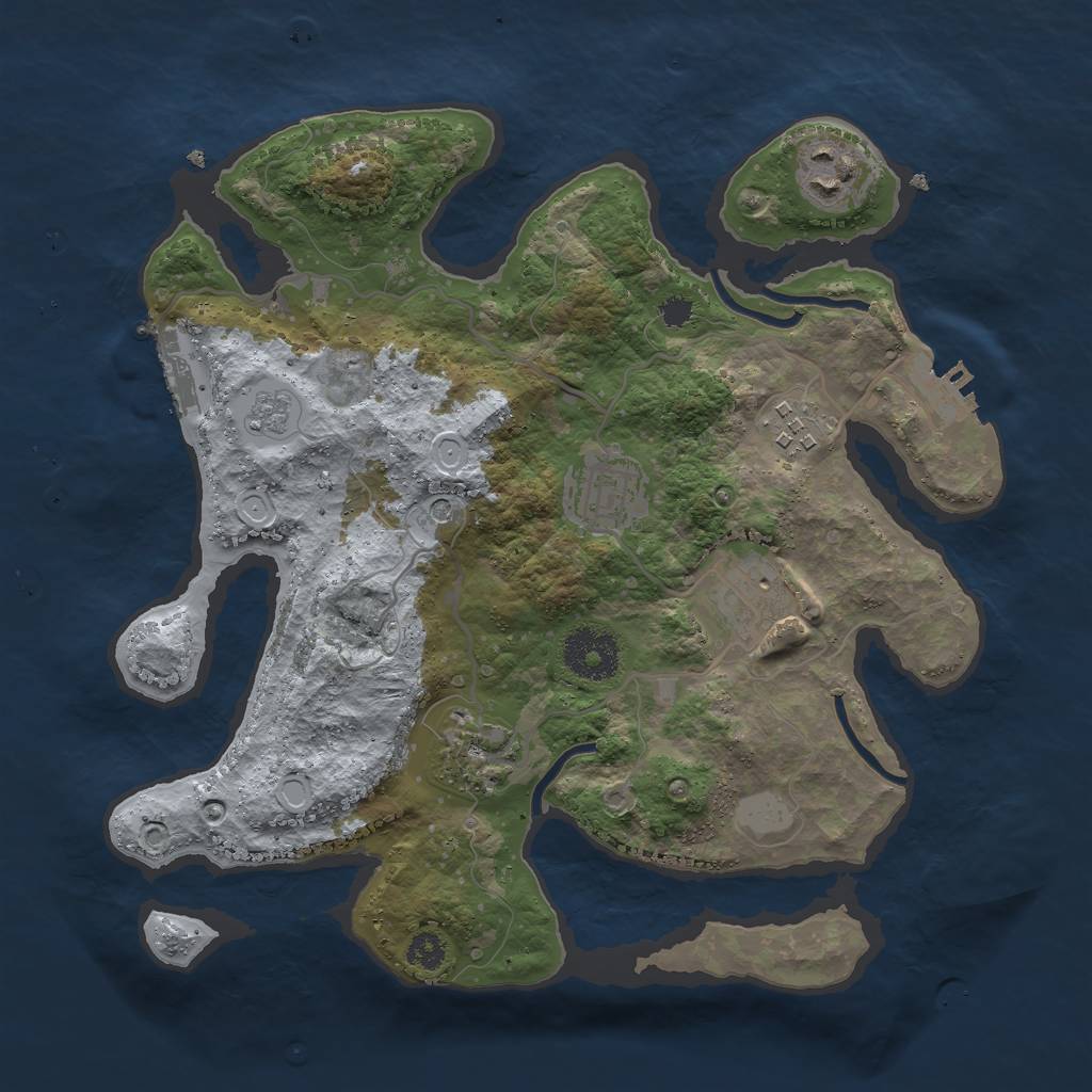 Rust Map: Procedural Map, Size: 3000, Seed: 6451290, 12 Monuments