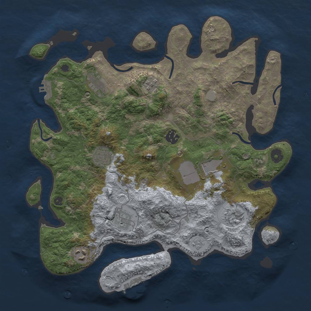 Rust Map: Procedural Map, Size: 3500, Seed: 1168860991, 15 Monuments