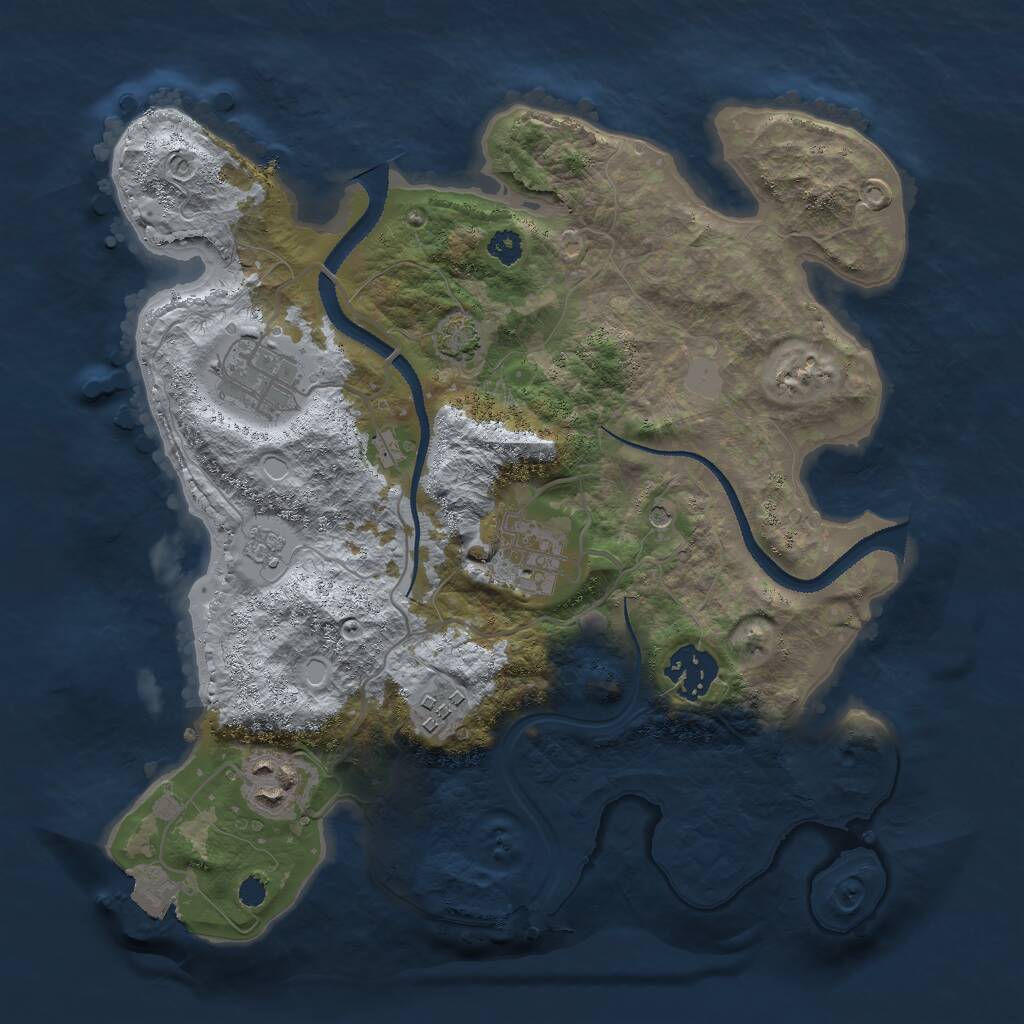 Rust Map: Procedural Map, Size: 3000, Seed: 512794538, 9 Monuments