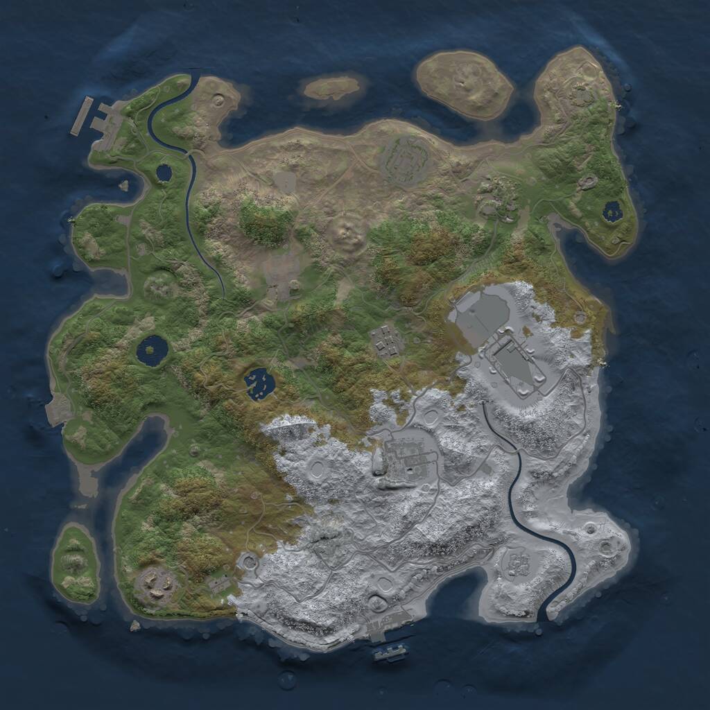 Rust Map: Procedural Map, Size: 3500, Seed: 598940142, 14 Monuments
