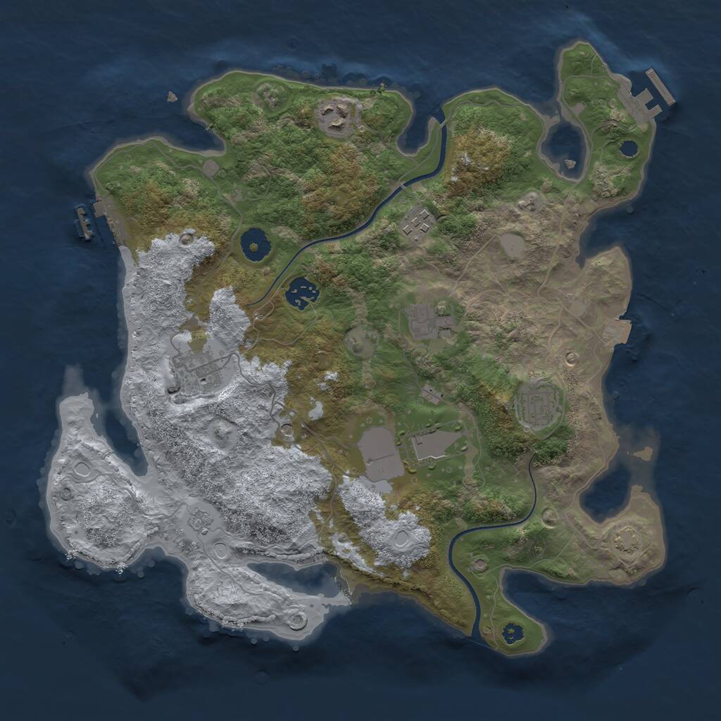 Rust Map: Procedural Map, Size: 3500, Seed: 544014852, 13 Monuments