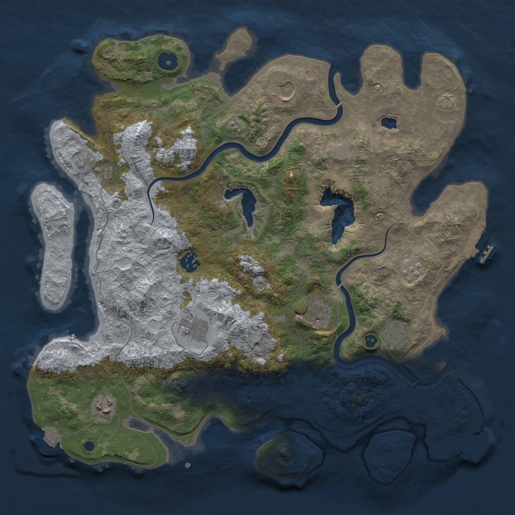 Rust Map: Procedural Map, Size: 4000, Seed: 1140777656, 13 Monuments