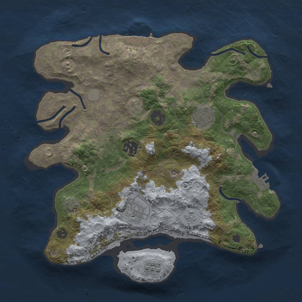 Rust Map: Procedural Map, Size: 3000, Seed: 1273391957, 12 Monuments