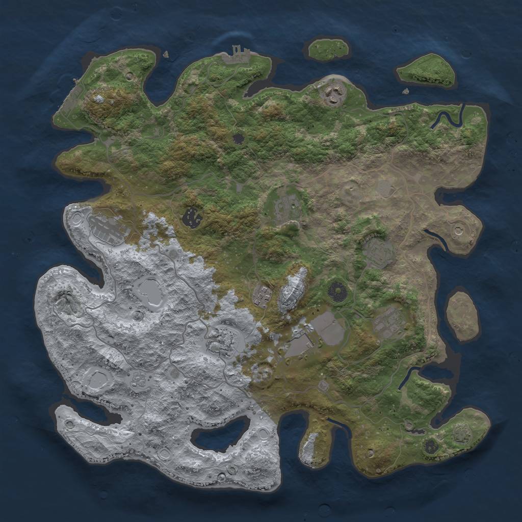 Rust Map: Procedural Map, Size: 4000, Seed: 1622948070, 17 Monuments