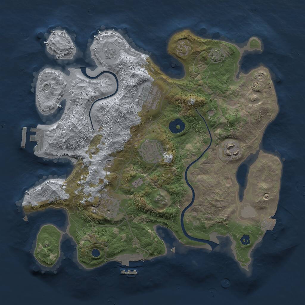 Rust Map: Procedural Map, Size: 3000, Seed: 710852581, 10 Monuments