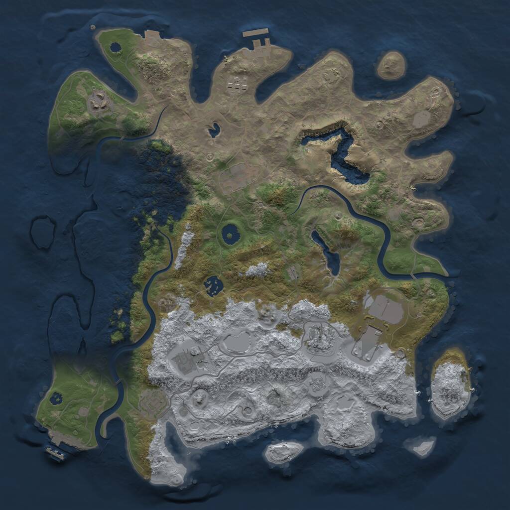Rust Map: Procedural Map, Size: 4000, Seed: 3051, 14 Monuments