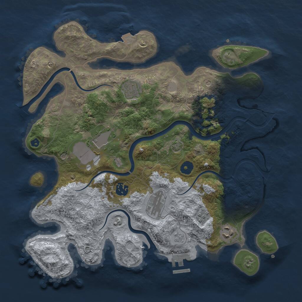 Rust Map: Procedural Map, Size: 3500, Seed: 679809967, 11 Monuments