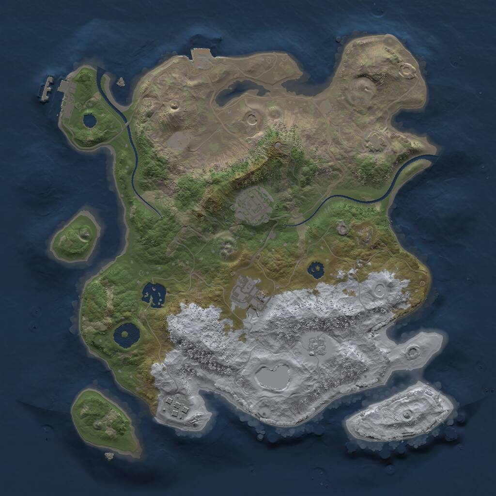 Rust Map: Procedural Map, Size: 3000, Seed: 2070018701, 9 Monuments