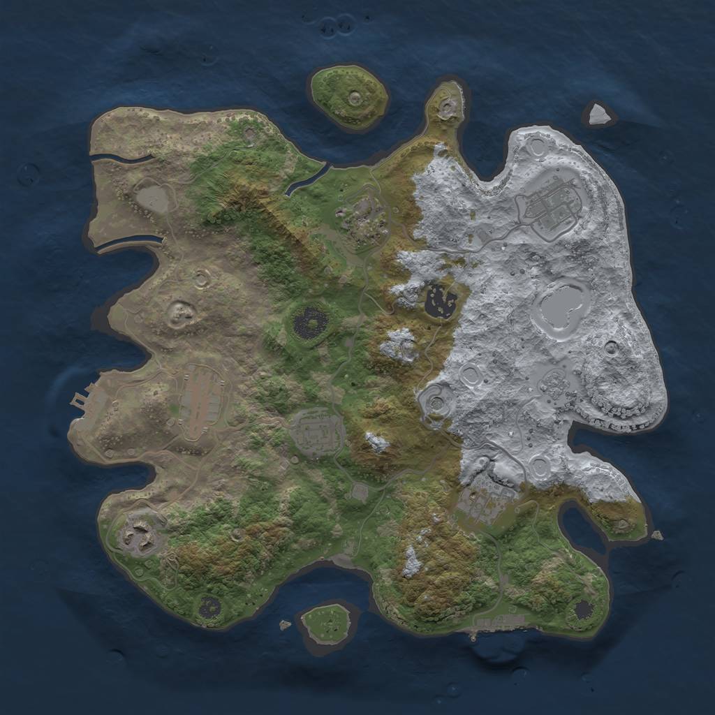 Rust Map: Procedural Map, Size: 3250, Seed: 265358, 14 Monuments