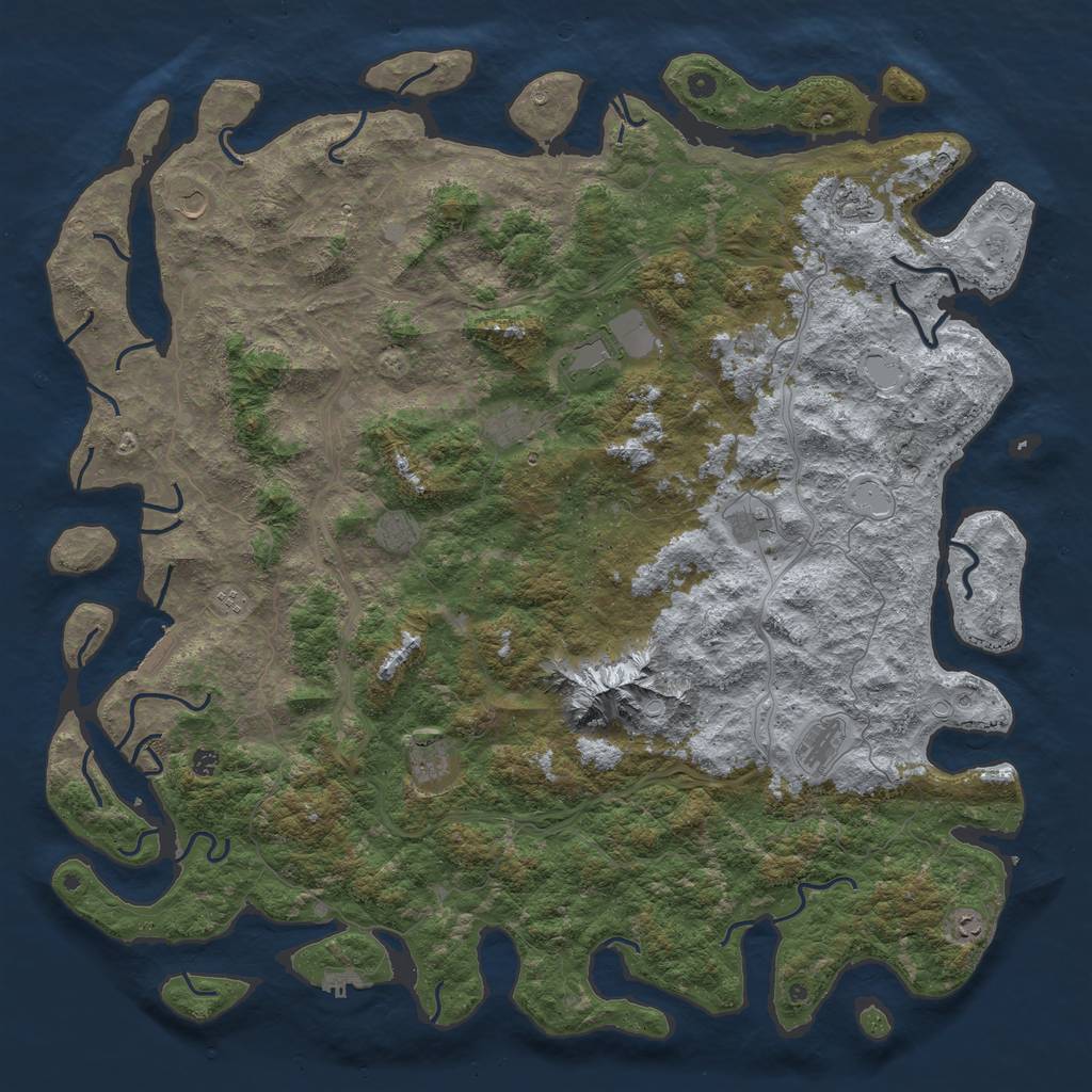 Rust Map: Procedural Map, Size: 6000, Seed: 85093411, 18 Monuments