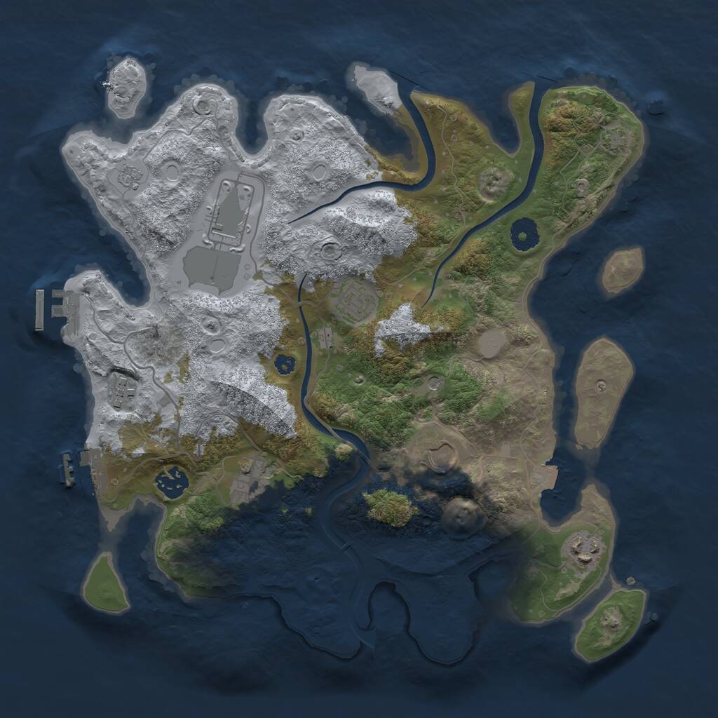 Rust Map: Procedural Map, Size: 3500, Seed: 1490505611, 13 Monuments