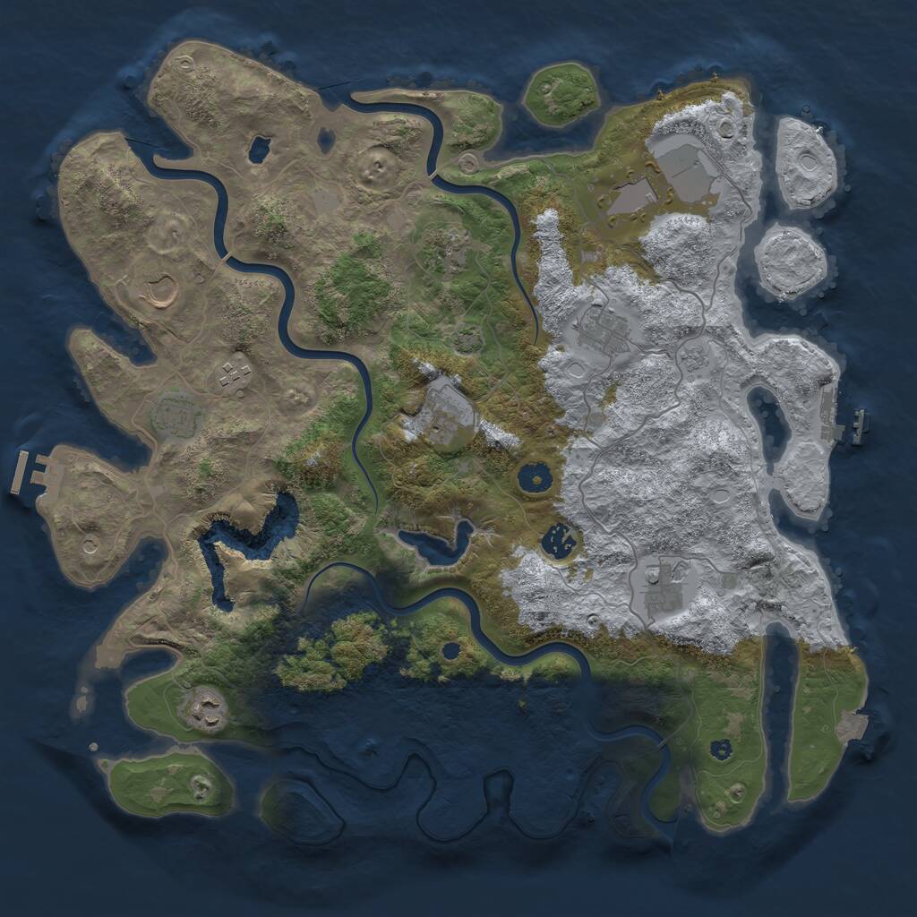 Rust Map: Procedural Map, Size: 4200, Seed: 356473, 16 Monuments