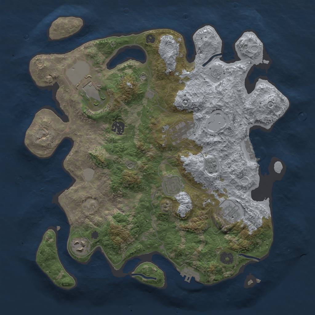 Rust Map: Procedural Map, Size: 3500, Seed: 291567321, 14 Monuments