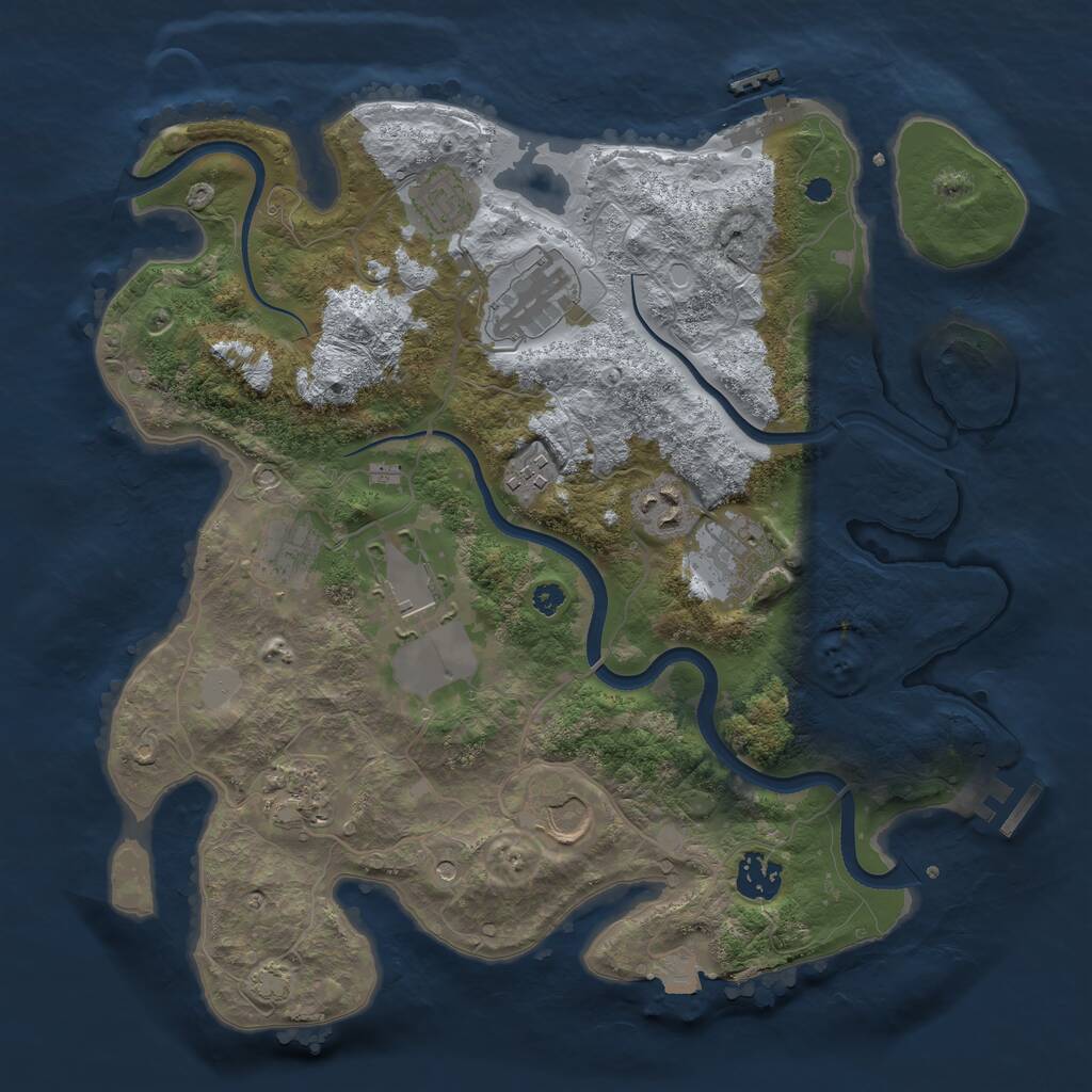 Rust Map: Procedural Map, Size: 3500, Seed: 81773, 15 Monuments