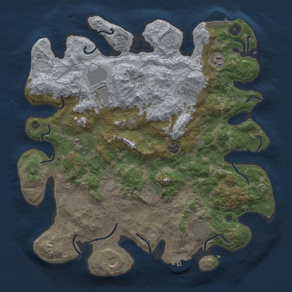Rust Map: Procedural Map, Size: 4000, Seed: 869825950, 17 Monuments