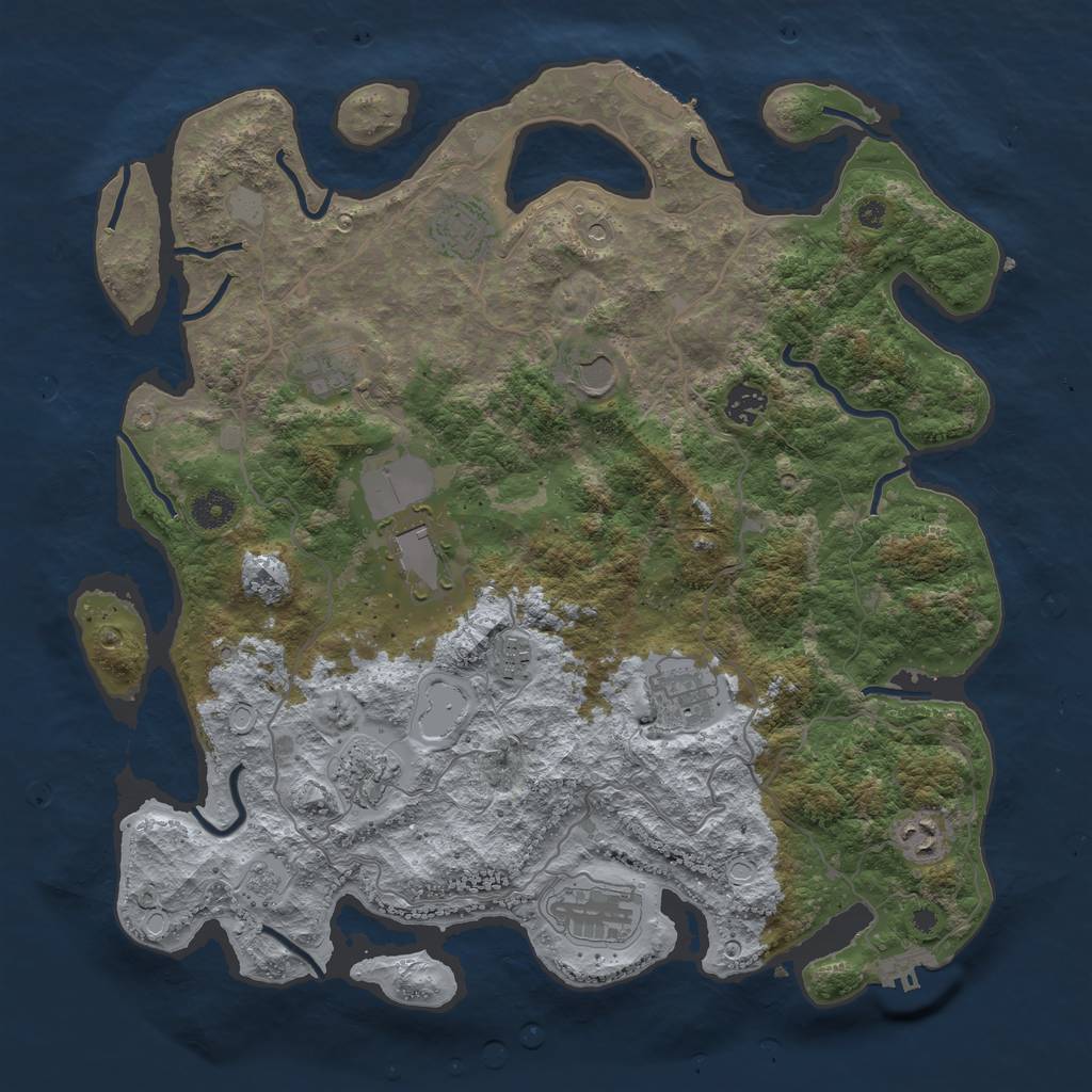 Rust Map: Procedural Map, Size: 4000, Seed: 45823652, 17 Monuments