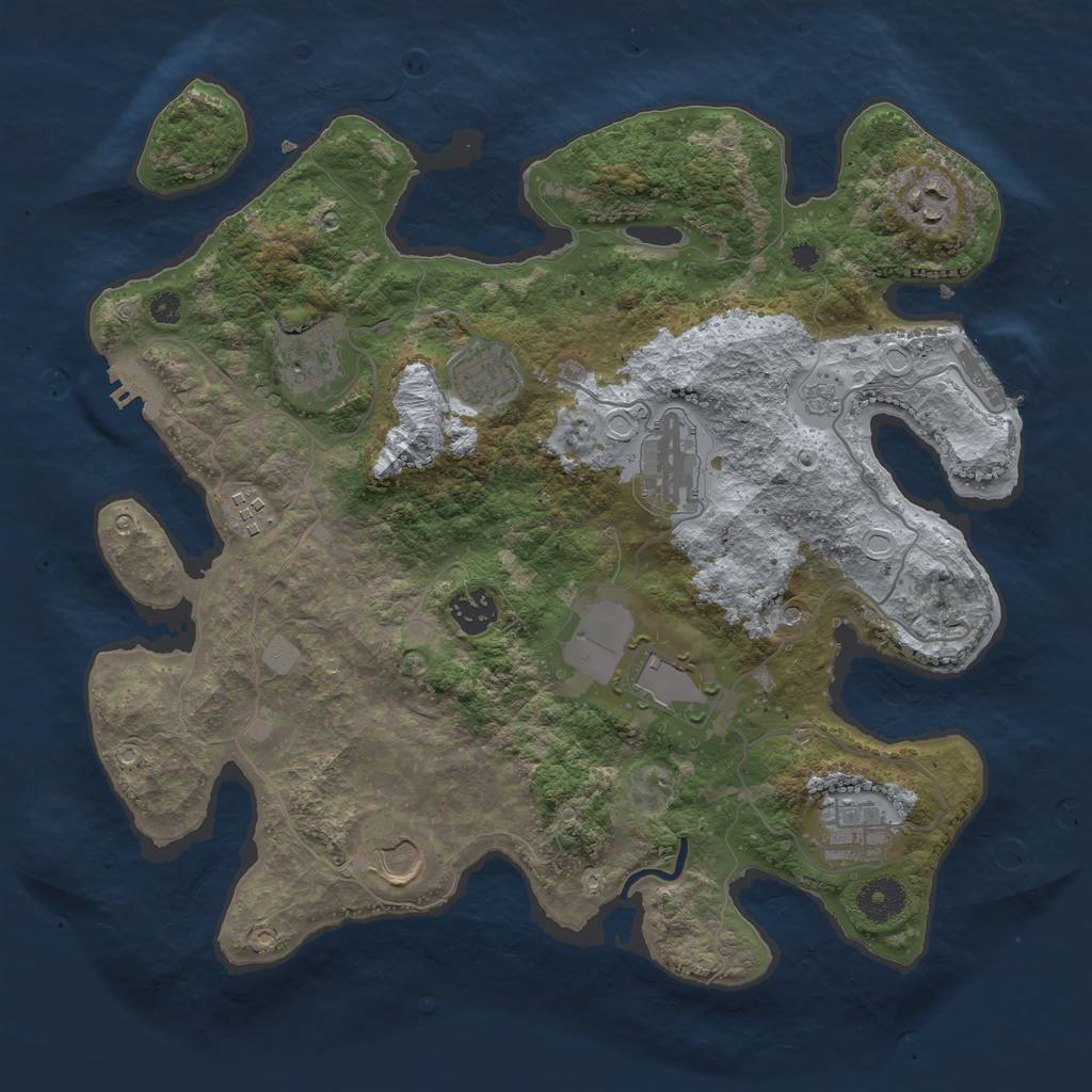Rust Map: Procedural Map, Size: 3600, Seed: 673927, 16 Monuments