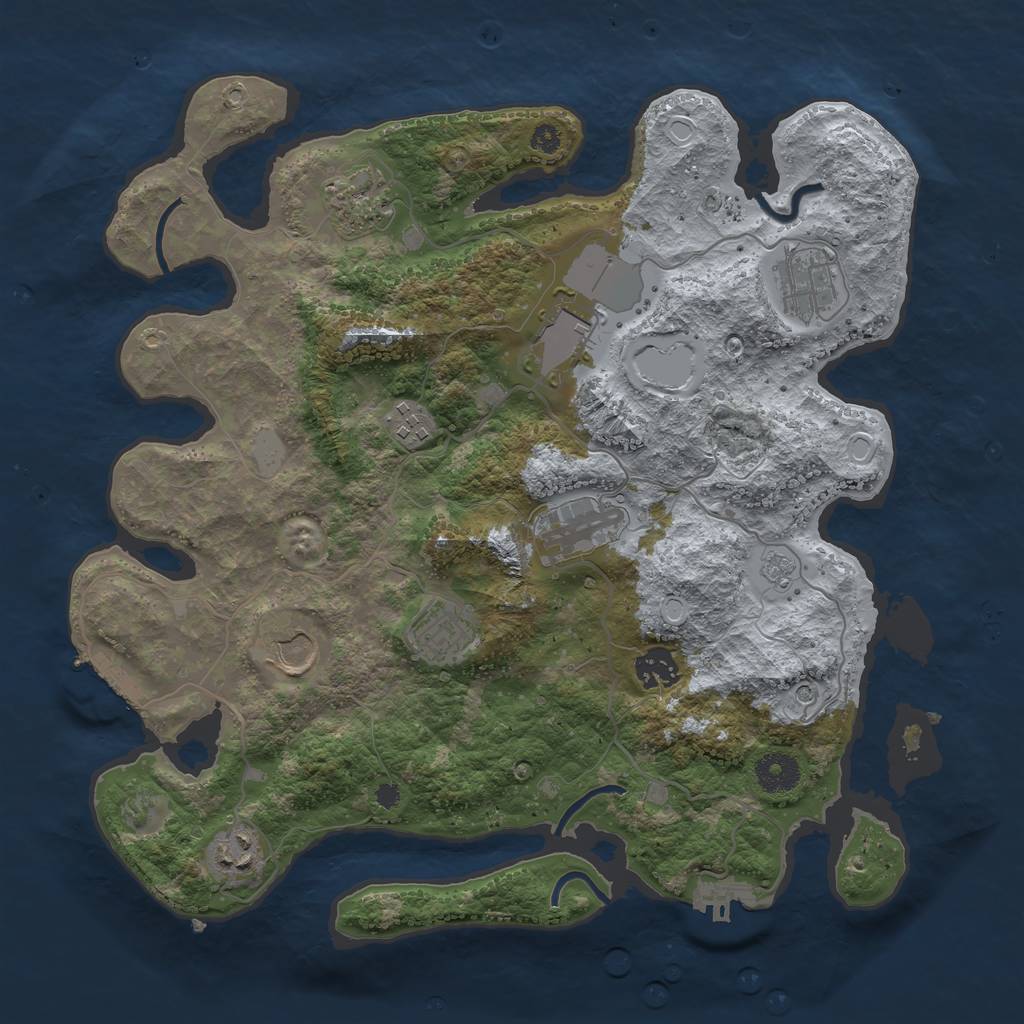 Rust Map: Procedural Map, Size: 3600, Seed: 605, 16 Monuments