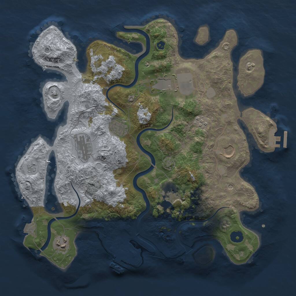 Rust Map: Procedural Map, Size: 3550, Seed: 907552, 13 Monuments