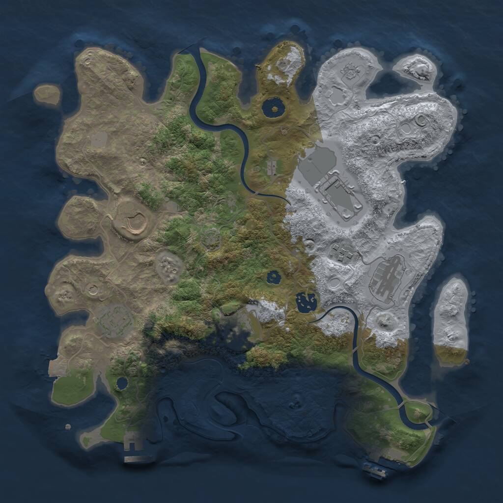 Rust Map: Procedural Map, Size: 3500, Seed: 5896, 13 Monuments