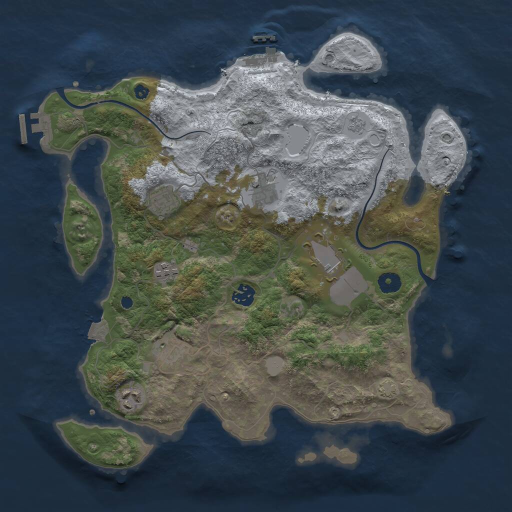 Rust Map: Procedural Map, Size: 3500, Seed: 1090912565, 12 Monuments