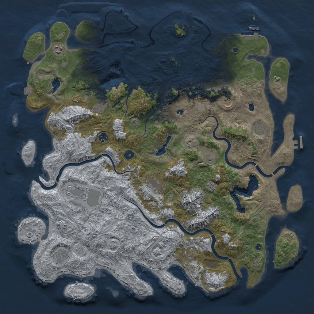 Rust Map: Procedural Map, Size: 5000, Seed: 1693955529, 17 Monuments