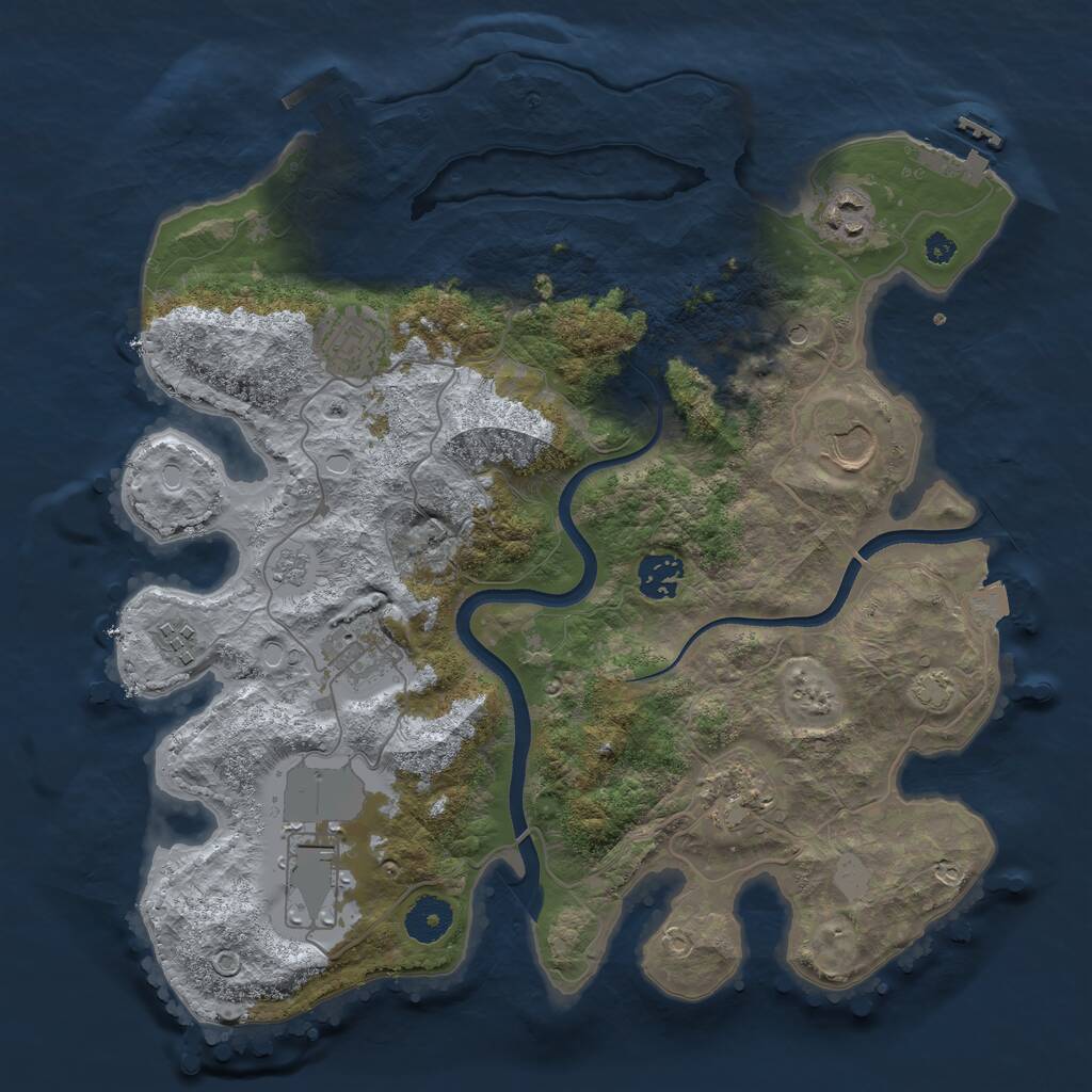 Rust Map: Procedural Map, Size: 3550, Seed: 633171, 14 Monuments