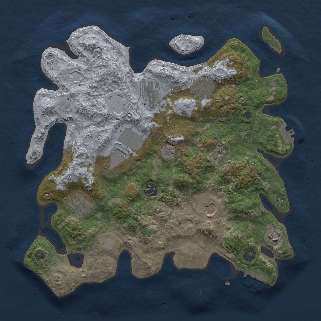 Rust Map: Procedural Map, Size: 3500, Seed: 6396, 15 Monuments