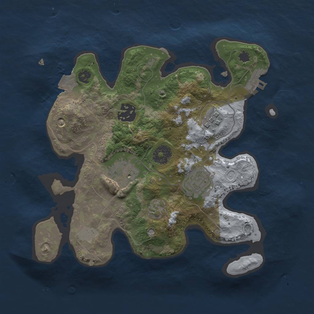 Rust Map: Procedural Map, Size: 2500, Seed: 1535108380, 8 Monuments