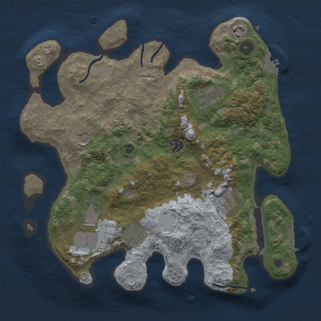 Rust Map: Procedural Map, Size: 3500, Seed: 1596, 15 Monuments