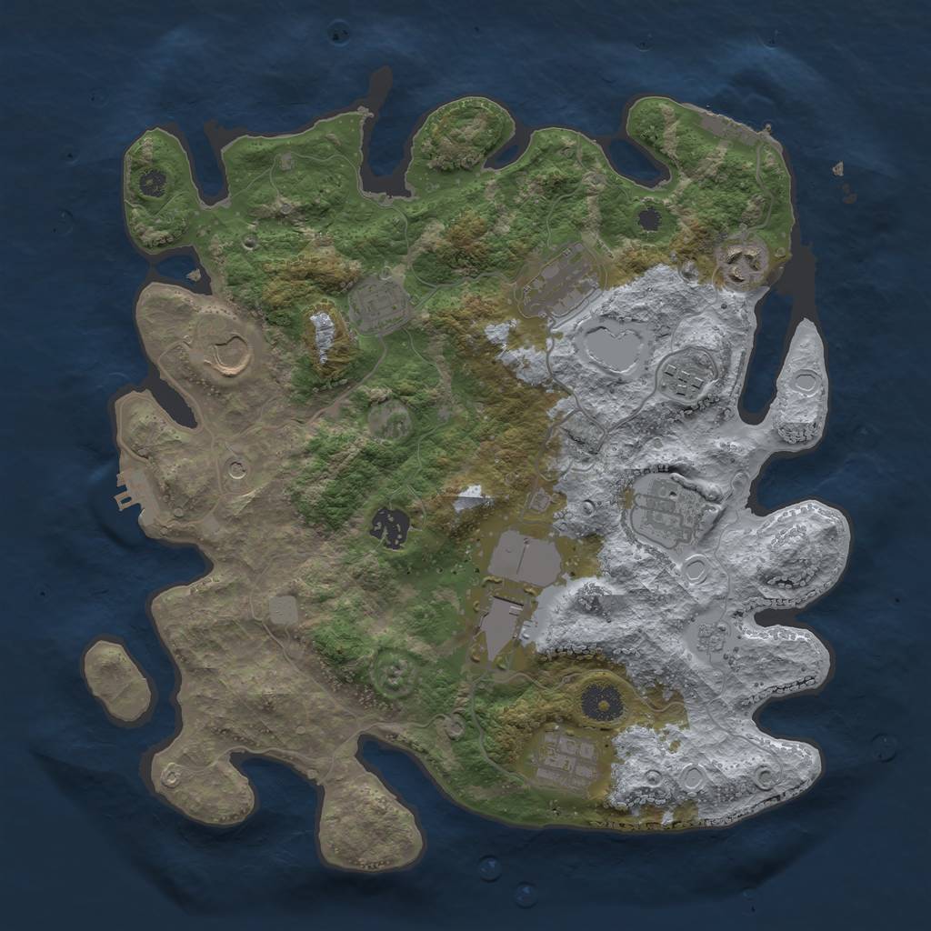 Rust Map: Procedural Map, Size: 3500, Seed: 8514, 16 Monuments