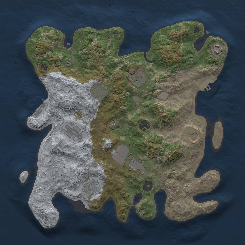 Rust Map: Procedural Map, Size: 3500, Seed: 8531, 16 Monuments