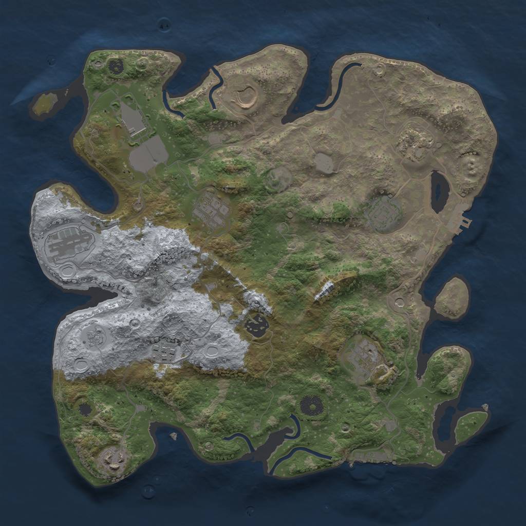 Rust Map: Procedural Map, Size: 3550, Seed: 31803, 17 Monuments