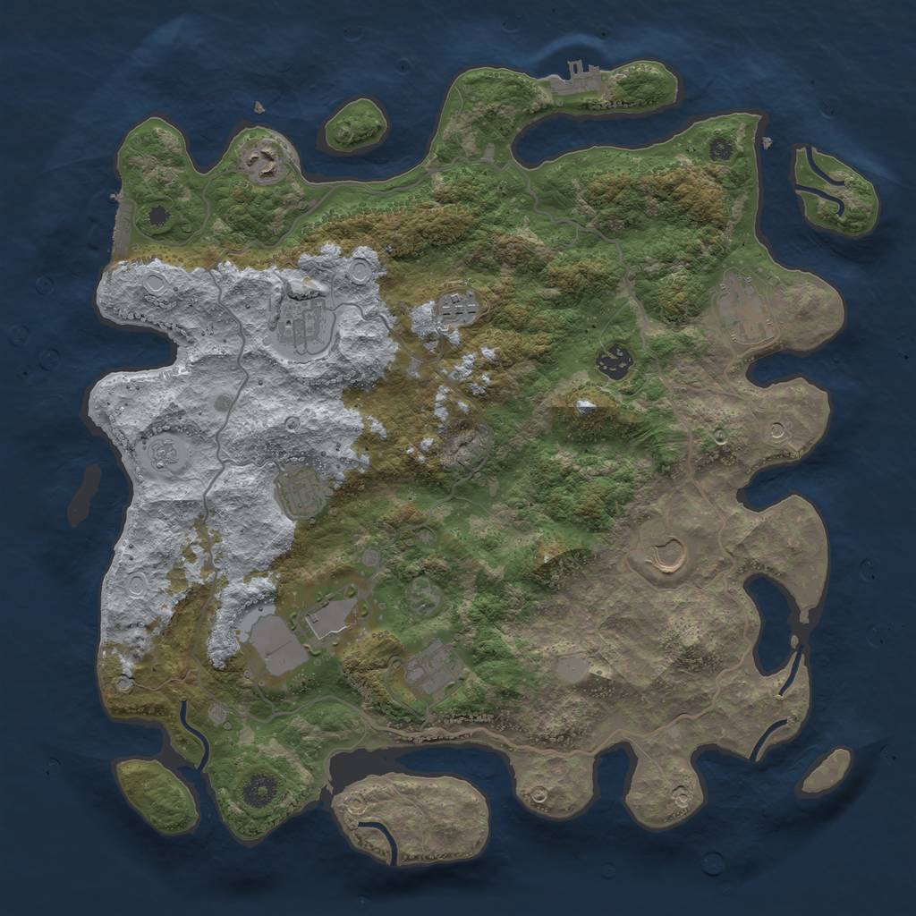 Rust Map: Procedural Map, Size: 4000, Seed: 458430, 16 Monuments