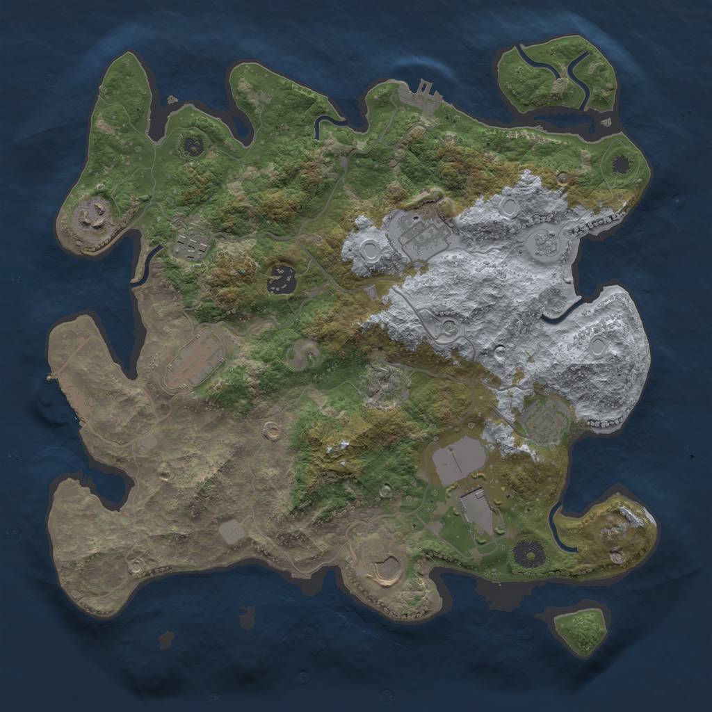 Rust Map: Procedural Map, Size: 3500, Seed: 9632, 15 Monuments