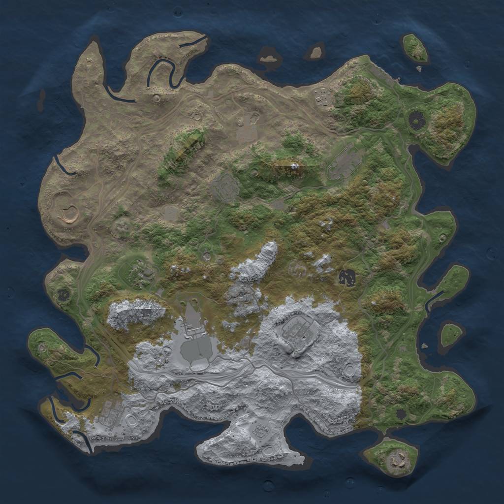 Rust Map: Procedural Map, Size: 4250, Seed: 545882669, 17 Monuments