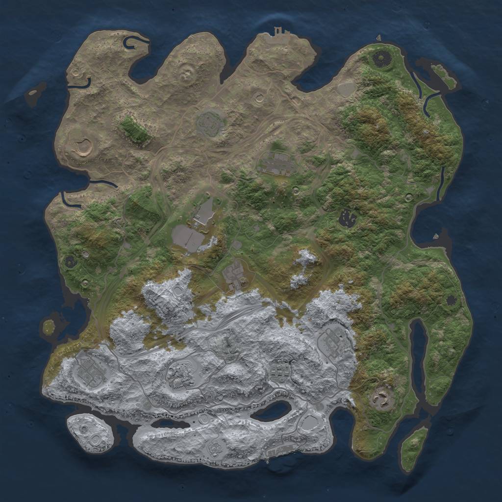 Rust Map: Procedural Map, Size: 4250, Seed: 87069647, 18 Monuments