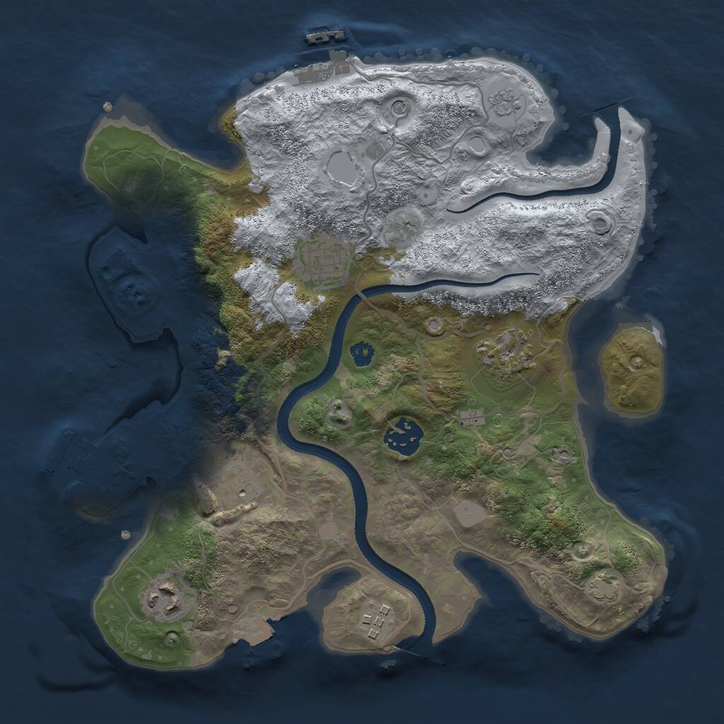 Rust Map: Procedural Map, Size: 3000, Seed: 416584613, 12 Monuments