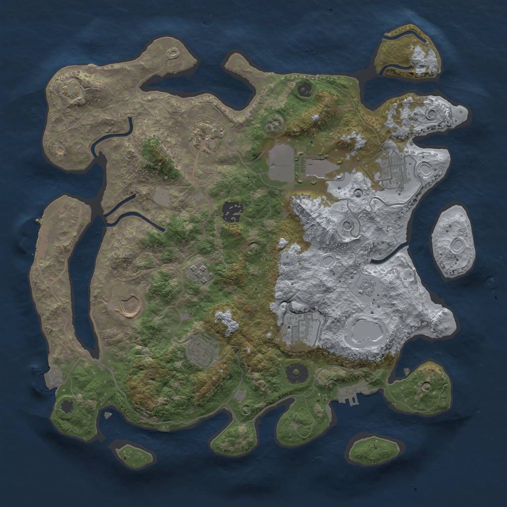 Rust Map: Procedural Map, Size: 3500, Seed: 2746039, 16 Monuments